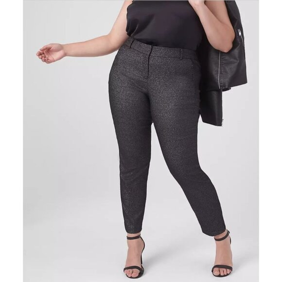 Lane Bryant Black‎ Silver Metallic Sparkle Pants Size 20 Short 20S Plus Size $80 - Picture 1 of 8
